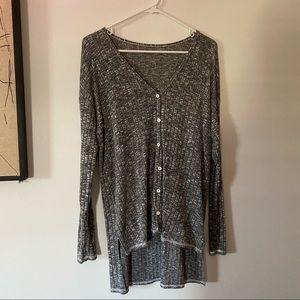 Long Grey Button Blouse
